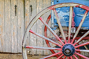 Aged wagon with barn doors