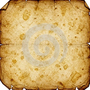 Aged, weathered parchment with a textured surface, featuring bro