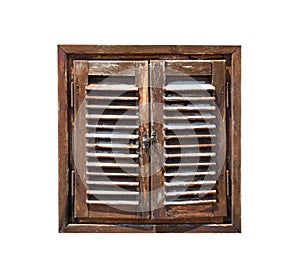 Aged weathered wooden window shutters