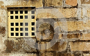 Aged window jali made from calcium carbonate composition.