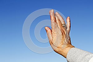 Aged woman hand