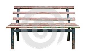 Aged wooden bench isolated on a white