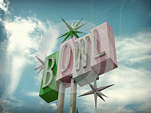 Aged and worn vintage bowl sign