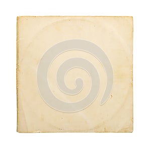 Aged yellow paper cover for vinyl LP record isolated