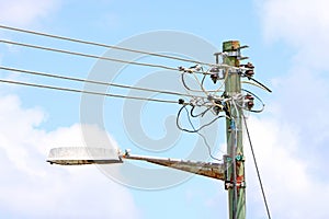 Ageing electrical post and street light