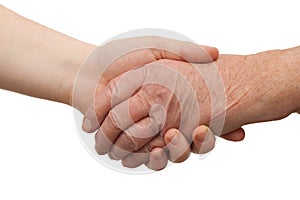 Ageing - handshake between young and old