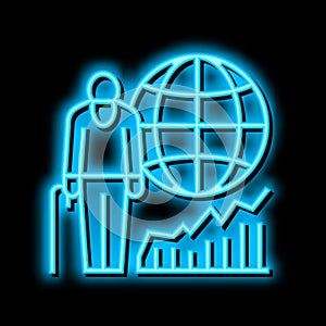 ageing social problem neon glow icon illustration