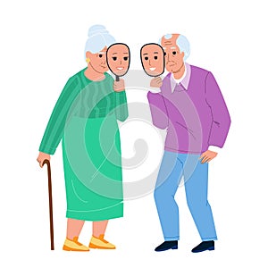 Ageism Of Elderly Man And Woman Couple Vector