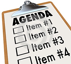 Agenda on Clipboard Plan for Meeting or Project