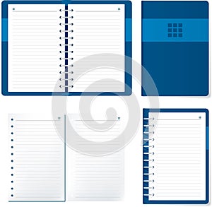 Agenda elements, open and closed, in blue tones