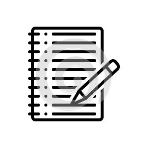 Black line icon for Agenda, order paper and list