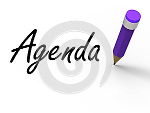 Agenda With Pencil Means Written Agendas