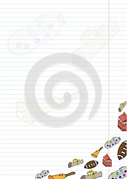 blank sheet for notes from a notebook with school doodles photo