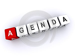 agenda word block on white