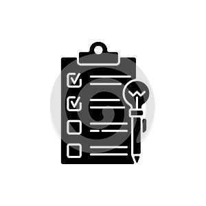 Agenda worksheet black glyph icon