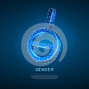 Agender, asexual symbol. Wireframe digital 3d illustration. Low poly neutrally genderless Abstract Vector neon LGBT