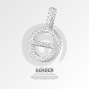 Agender, asexual symbol. Wireframe digital 3d illustration. Low poly neutrally genderless Abstract Vector origami LGBT photo