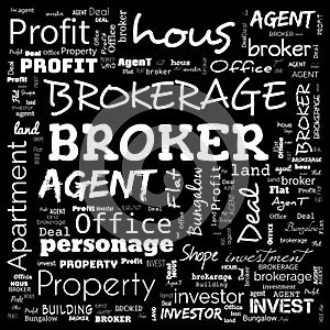 agent, broker, text, word cloud use for banner, painting, motivation, web-page, website background, t-shirt & shirt printing,