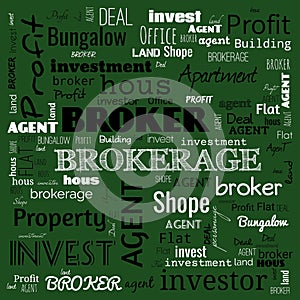 agent, broker, text, word cloud use for banner, painting, motivation, web-page, website background, t-shirt & shirt printing,