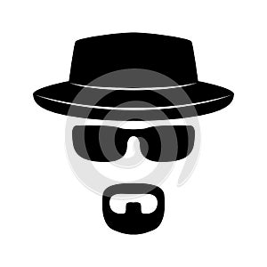 Agent icon. Spy sunglasses. Hat and glasses.