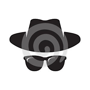 Agent icon. Spy sunglasses. Hat and glasses