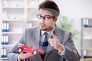 The agent offering car motor insurance