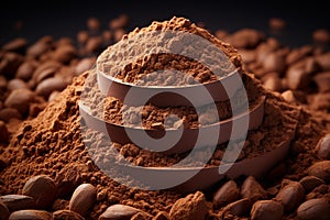Agglomerated Instant Coffee on Black background photo