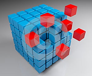 Aggregation concept cube - 3D rendering illustration