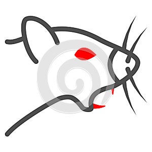 Aggression in domestic rat line icon, Diseases of pets concept, aggressive pet sign on white background, rodent with