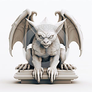 Aggressive 3d Gargoyle Statue With Cel Shaded Style