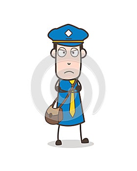 Aggressive Adult Mailman Face Expression Vector