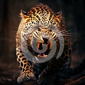 Aggressive big fierce leopard images Generative AI