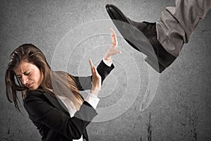 Aggressive boss .Mobbing concept