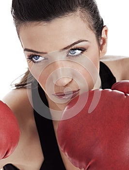 Aggressive boxing woman