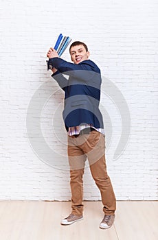 Aggressive Business Man Holding Many Folders, Businessman Angry Throw Away Problem Stress