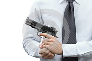 Aggressive businessman with a gun