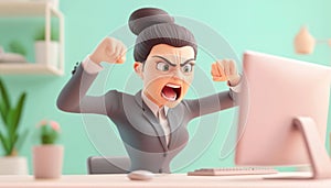 Aggressive Businesswoman'S Outburst photo