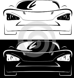 Aggressive car on white and black background