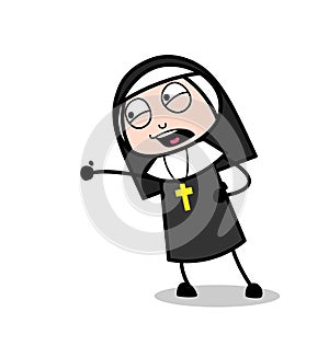 Aggressive Cartoon Nun Shouting Expression Vector