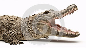 aggressive crocodile with open mouth and grungy skin and sinister look