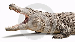 aggressive crocodile with open mouth and grungy skin and sinister look