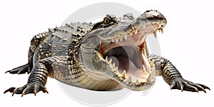 aggressive crocodile with open mouth and grungy skin and sinister look