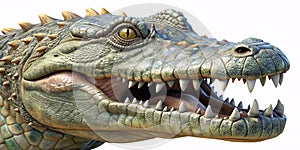 aggressive crocodile with open mouth and grungy skin and sinister look