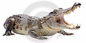 aggressive crocodile with open mouth and grungy skin and sinister look