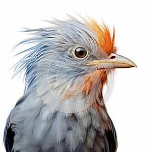Aggressive Digital Illustration Of Grey Bird With White Feathers And Blue Face