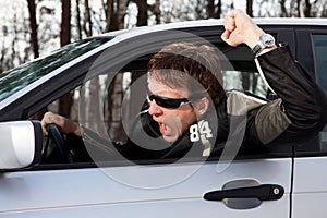Aggressive driver swearing