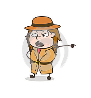 Aggressive Expression - Female Explorer Scientist Cartoon Vector