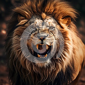 Aggressive ferocious african lion image Generative AI