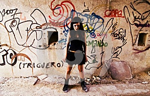 Aggressive goth woman