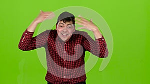 Aggressive man, he is angry at all and can not be stopped. Green screen